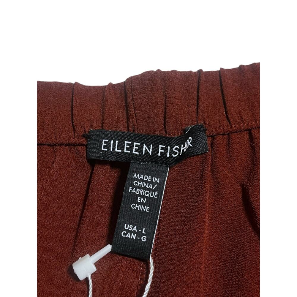 Eileen Fisher Silk Georgette Crepe Straight Pant | Sz L, Redwood NWT $248 - Picture 8 of 9